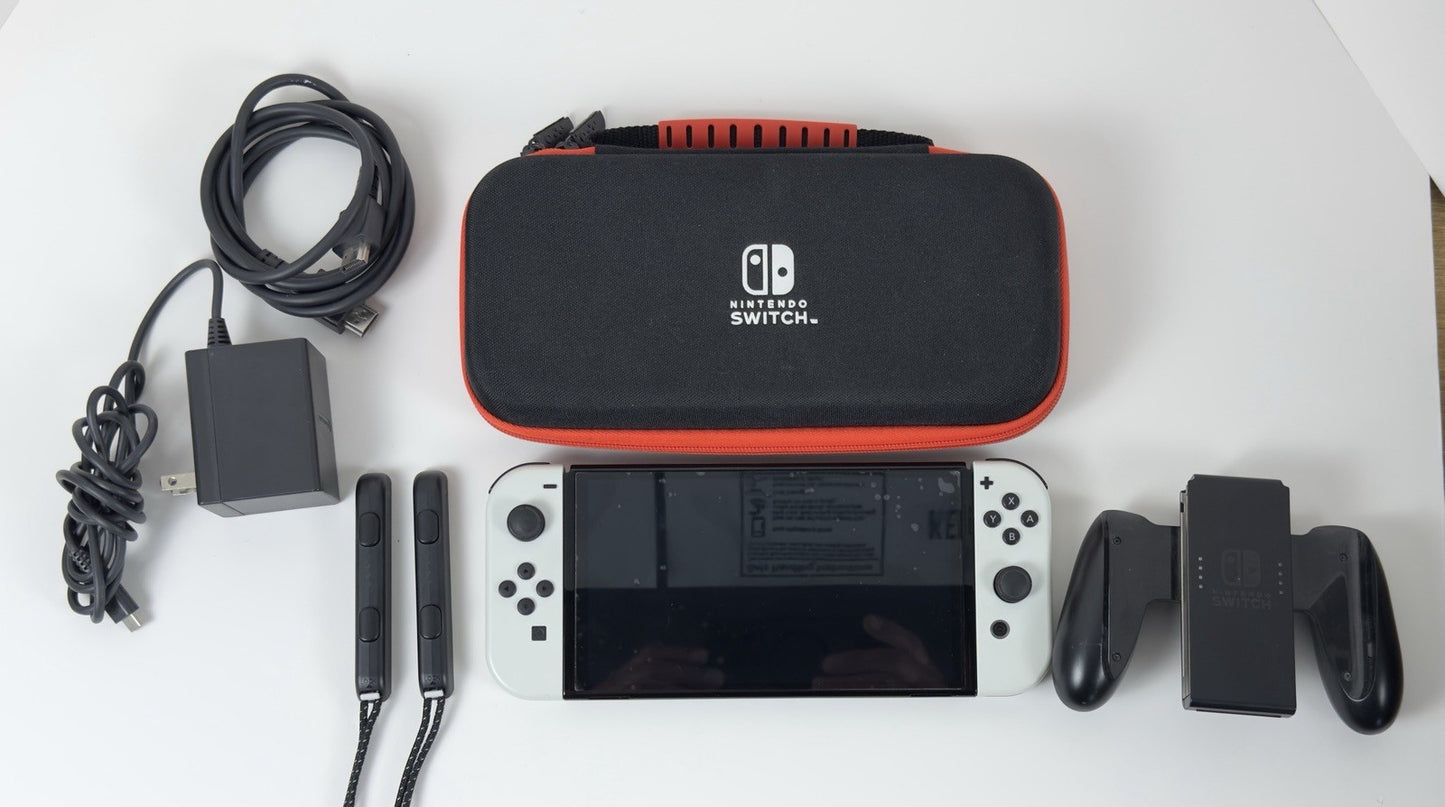 Nintendo Switch OLED White Console (Joy-Con, Dock) 64GB Bundle -Latest Model