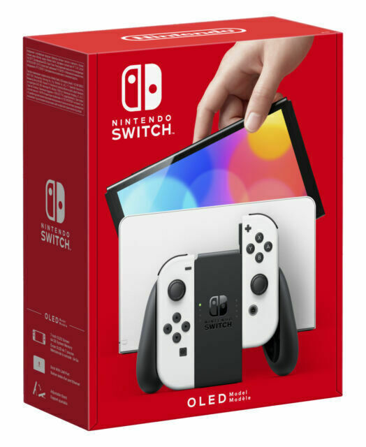 Nintendo Switch OLED White Console (Joy-Con, Dock) 64GB Bundle -Latest Model