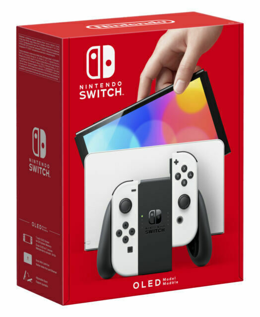 Nintendo Switch OLED White Console (Joy-Con, Dock) 64GB Bundle -Latest Model