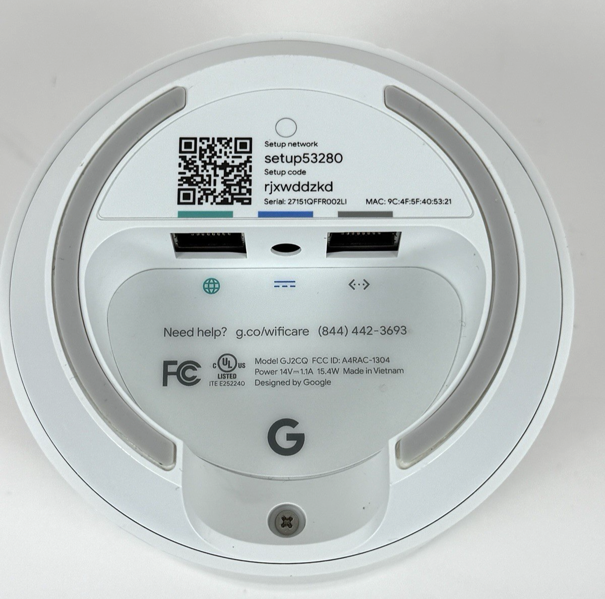 Google WiFi GJ2CQ Mesh Router GA02430-US AC1200 Dual-Band – No Power Cord