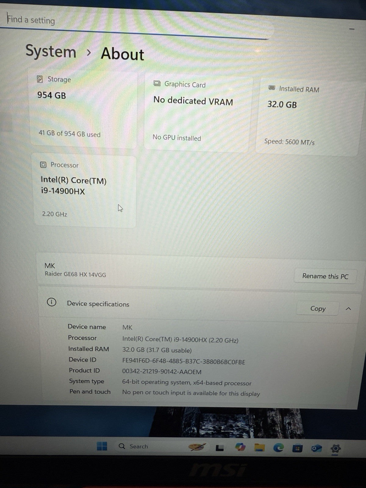 MSI Raider 16" – i9-14900HX, 32GB RAM, 1TB SSD, NVIDIA RTX 4070 | FHD+ 144Hz