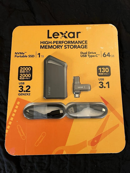 Lexar Blaze 1TB USB 3.2 Gen 2x2 NVMe SSD + 64GB USB-C Flash Drive