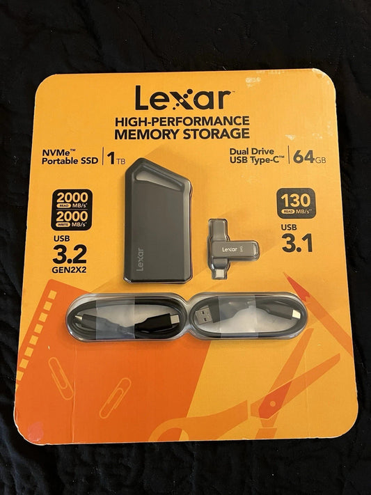 Lexar Blaze 1TB USB 3.2 Gen 2x2 NVMe SSD + 64GB USB-C Flash Drive