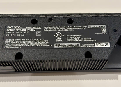 Sony HT-SC40 Soundbar – 40W RMS, Bluetooth Home Theater | Black | Soundbar Only