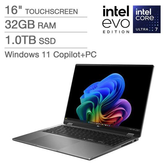 ASUS Vivobook 16 Flip 16" OLED Touch Intel Ultra 7 258V 32GB 1TB SSD W11H Laptop