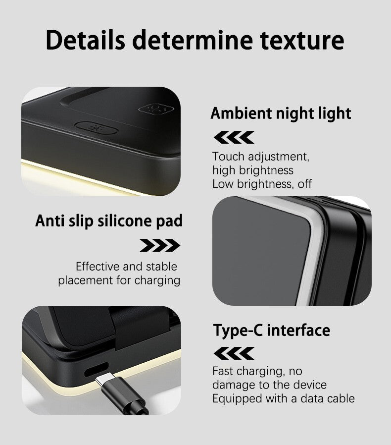 3-IN-1  Wireless Charging Cube 15W Foldable for Apple  Magsafe Compatible 3-1