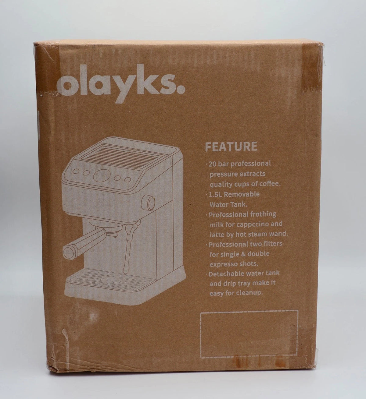 Olayks 20 Bar Espresso Machine Stainless Steel Milk Frother 1.8L Tank 1400W