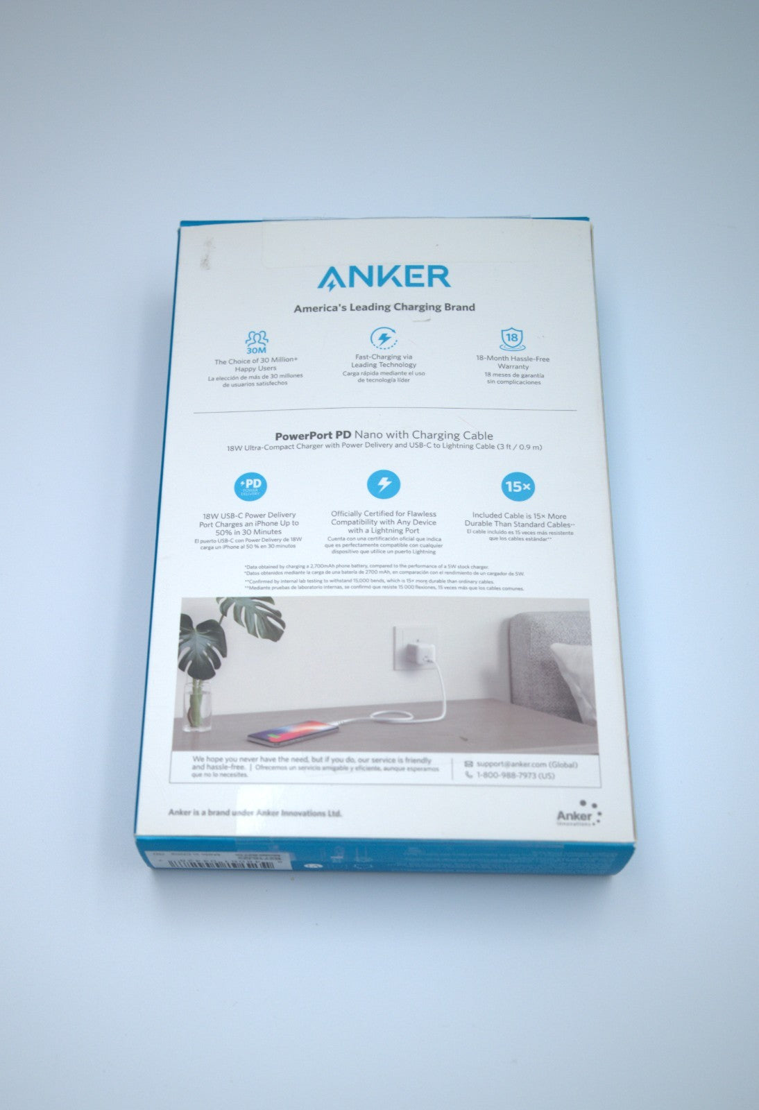 Anker PowerPort PD Nano 18W Ultra-Small– USB-C Cable  | NEW