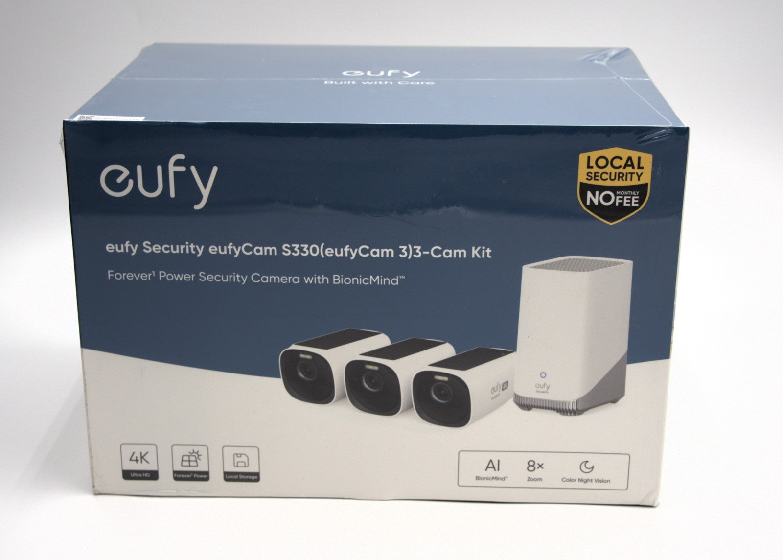 eufy S330 eufyCam 3 Wireless 4K Security Camera Kit – 3-Cam Solar Powered White