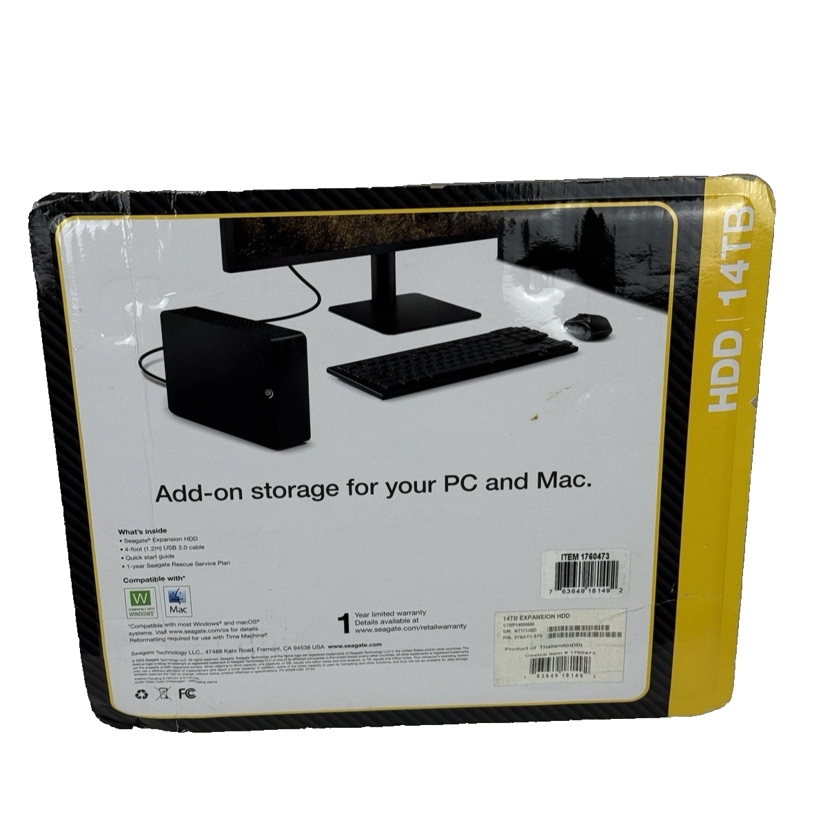 Seagate 14TB Expansion Desktop External Hard Drive USB 3.0 w/ Rescue Recovery