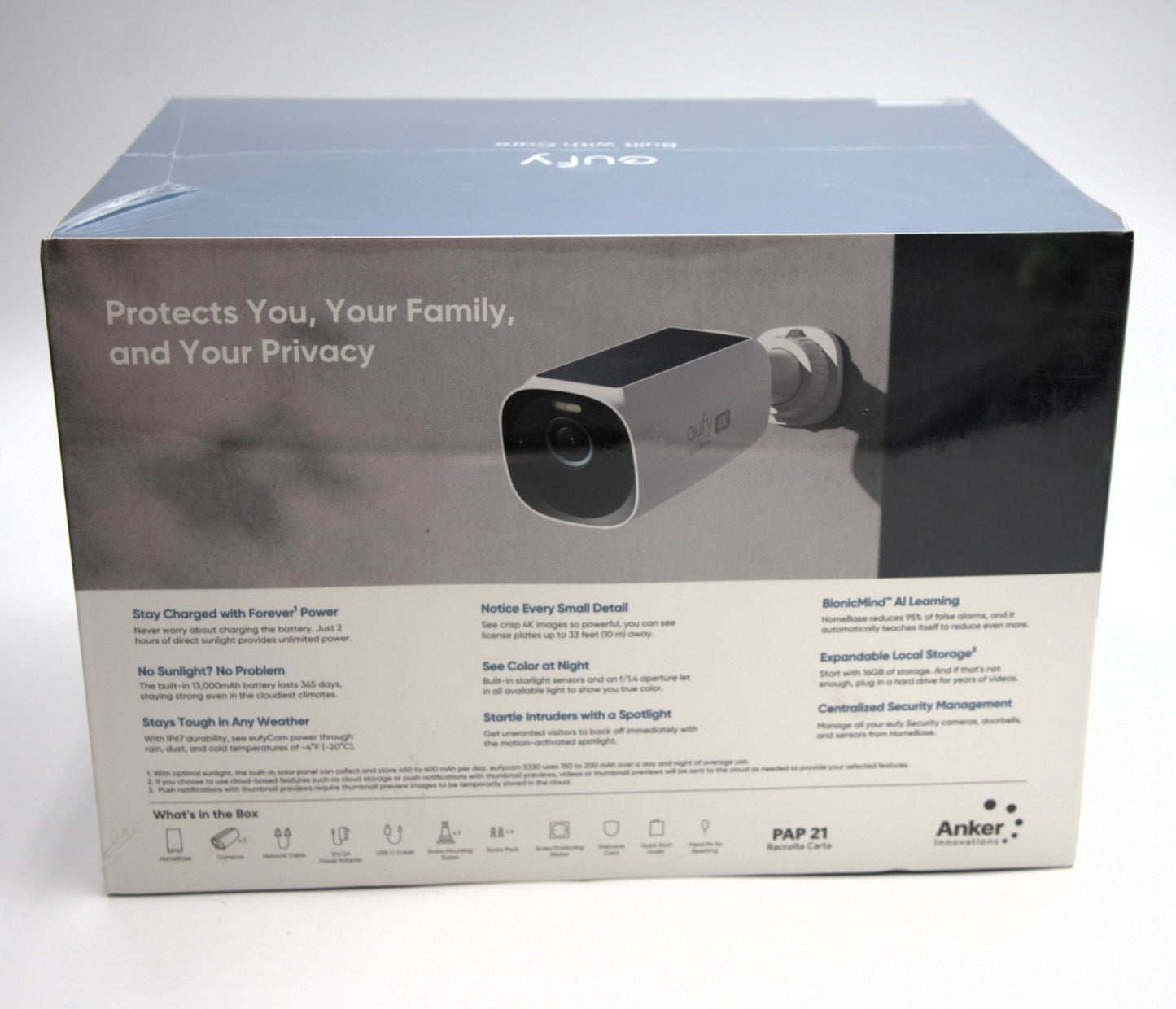 eufy S330 eufyCam 3 Wireless 4K Security Camera Kit – 3-Cam Solar Powered White