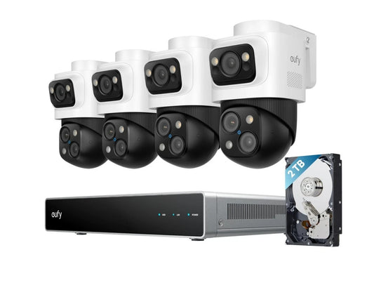 Eufy S4 Max Wired Security System - 4 Cameras  8CH PoE NVR 16MP PTZ 2TB 360° Cam