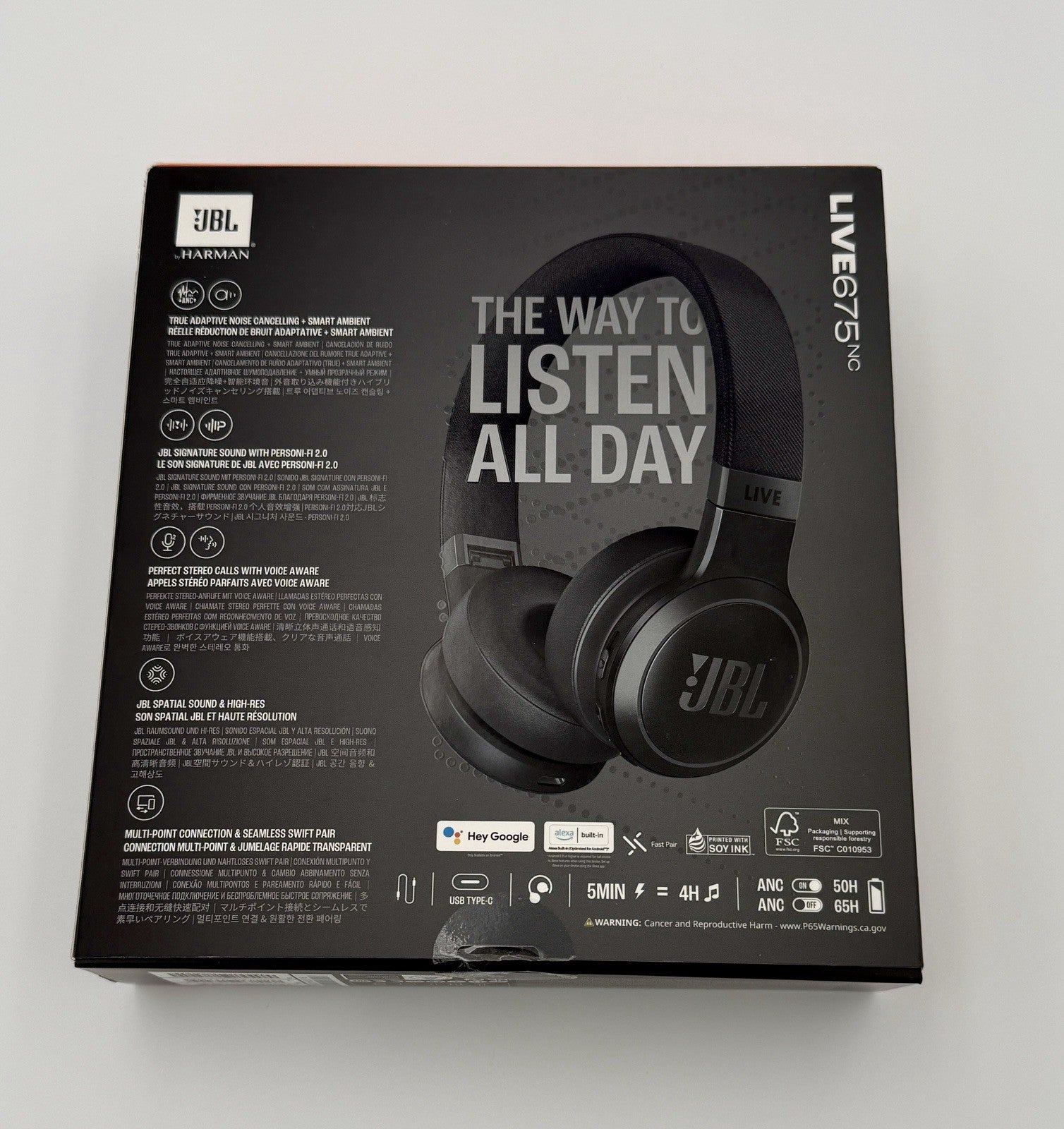 JBL Live 675NC Noise Cancelling Bluetooth On-Ear Wireless Headphones 1 yr wrnty