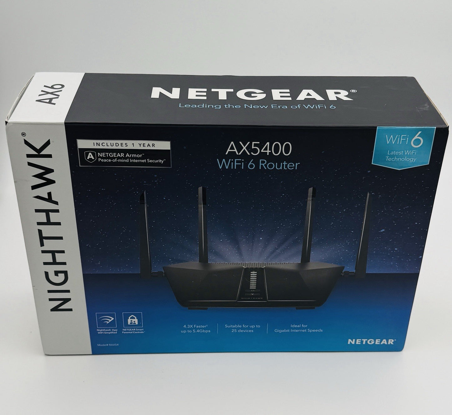 Netgear RAX54S-100NAS Nighthawk AX6 6-Stream AX5400 WiFi Router  -