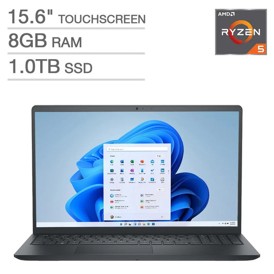 Dell Inspiron 15.6" Touchscreen Laptop – AMD Ryzen 5, 8GB RAM, 1TB SSD | Black