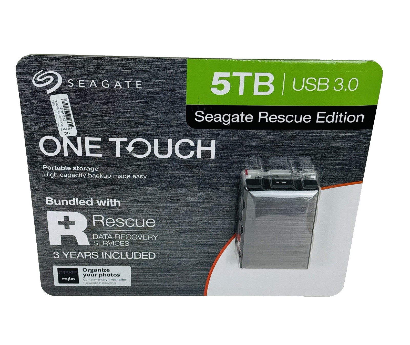 Seagate One Touch 5TB Portable External Hard Drive w/ Rescue Services - New