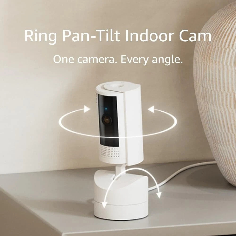 Ring Pan-Tilt Indoor Camera 2024 – 360° Coverage HD Video Two-Way Talk | White