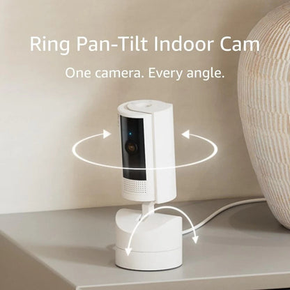 Ring Pan-Tilt Indoor Camera 2024 – 360° Coverage HD Video Two-Way Talk | White
