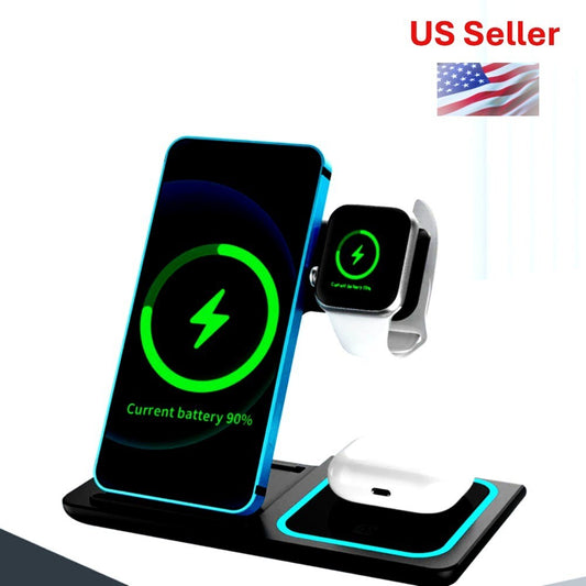 Wireless Charger Stand for iPhone, Apple Watch & AirPods 3-in-1 Fast Charger