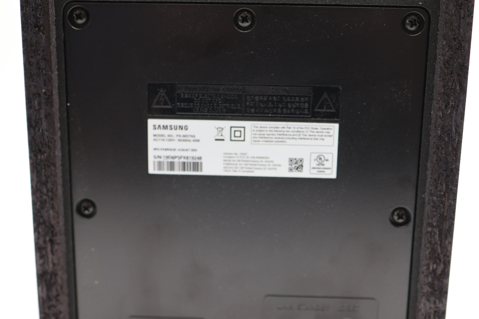Samsung Replacement Subwoofer PS-WD75G for HW-B73CD B-Series Soundbar 1 yr wrty!