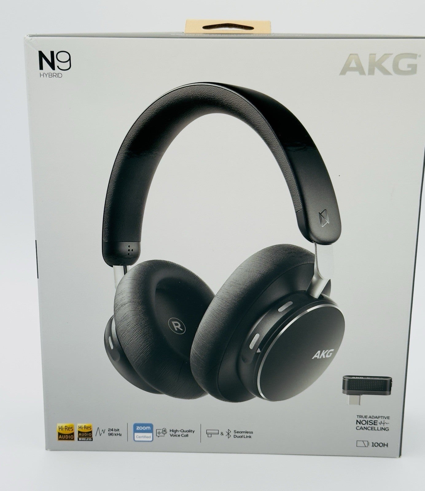 AKG N9 Hybrid Wireless Headphones - Hi-Res Audio + ANC + USB-C Dongle - Open Box
