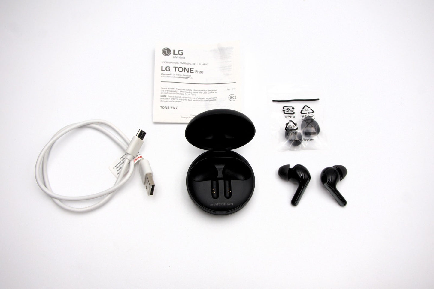 LG TONE Free Active Noise Cancellation (ANC) FN7 Wireless Earbuds w/ Meridian
