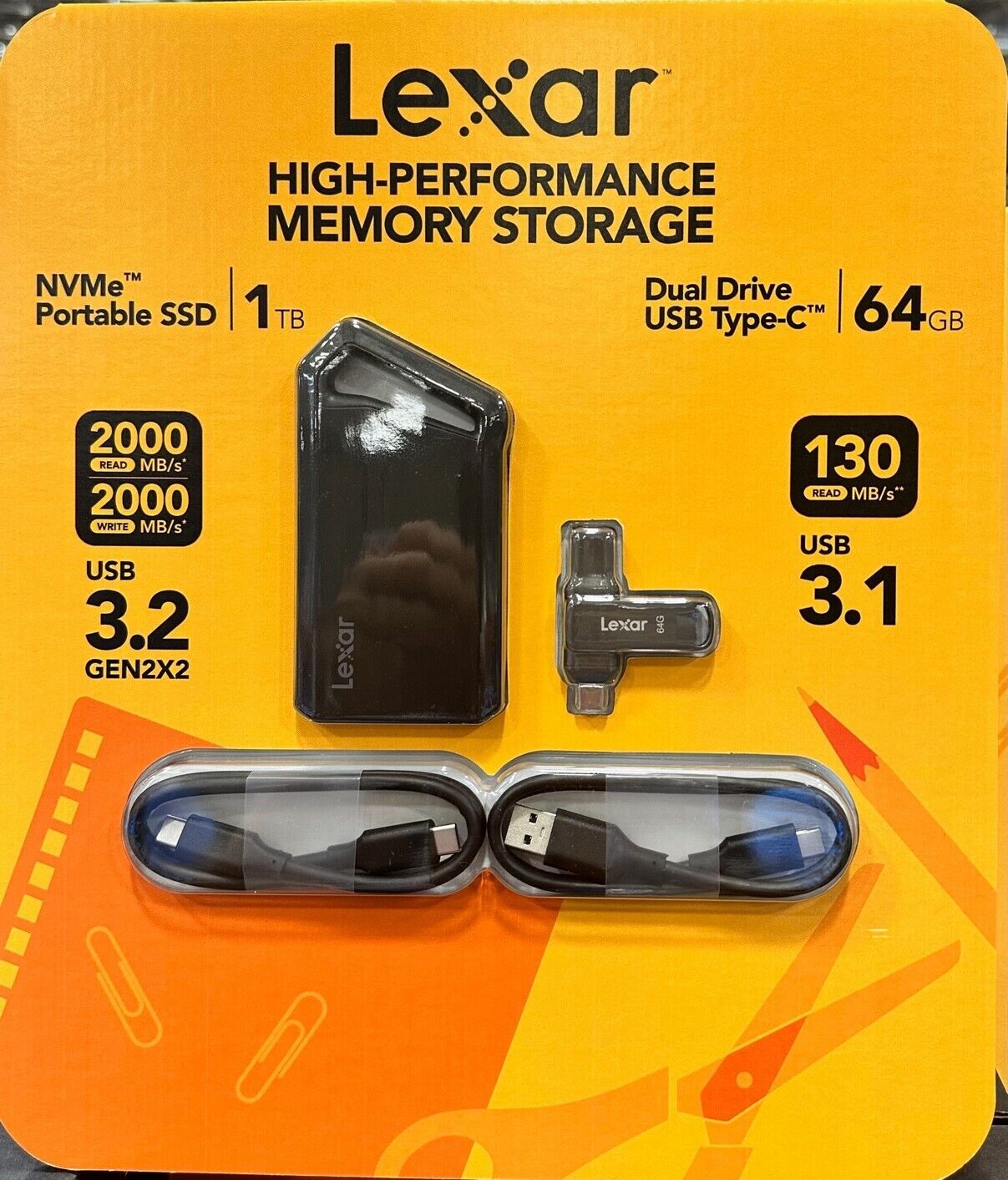 Lexar Blaze 1TB USB 3.2 Gen 2x2 NVMe SSD + 64GB USB-C Flash Drive